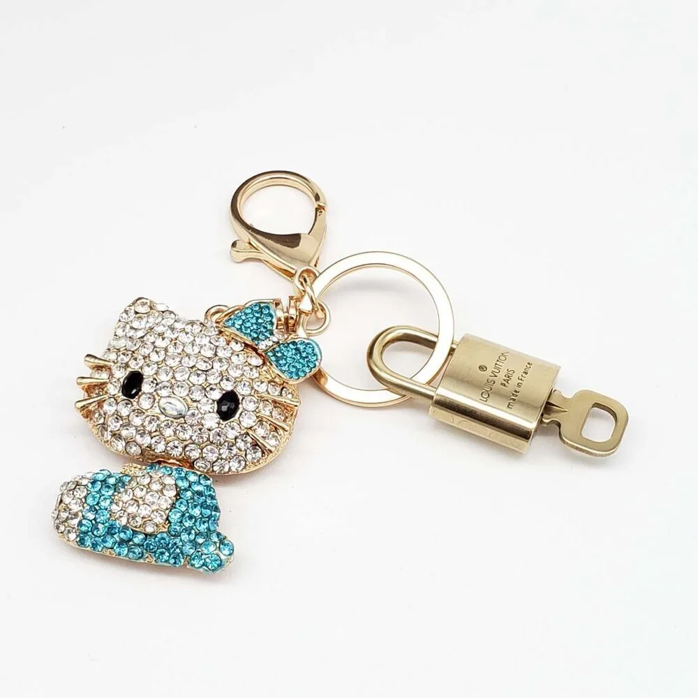Authentic Louis Vuitton Gold Lock 🔒 Keychain Bag Unbranded Hello Kitty Charm LV